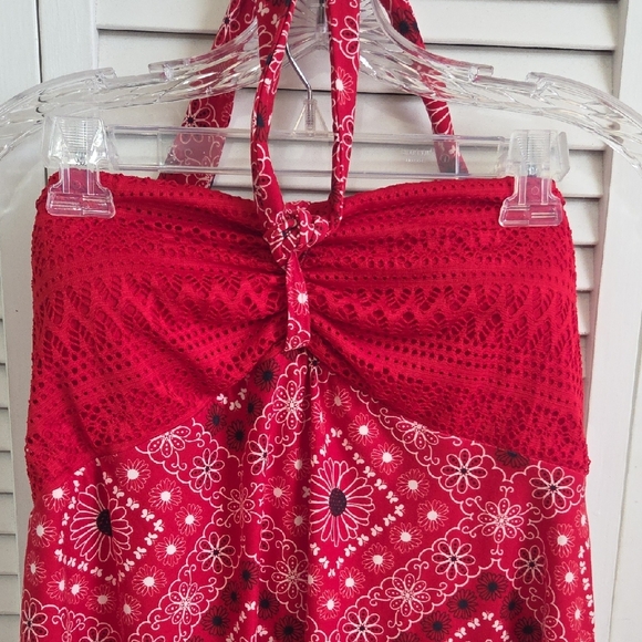 Red Halter Top with Bandana Print - Picture 2 of 3